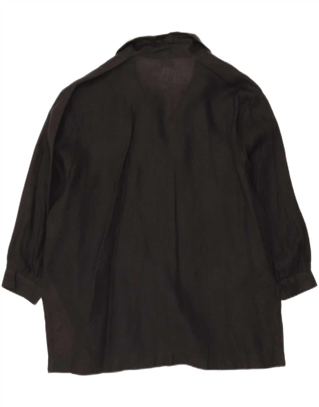 BENETTON Womens Longline 4 Button Blazer Jacket IT 42 Medium Black Linen Vintage Benetton and Second-Hand Benetton from Messina Hembry 