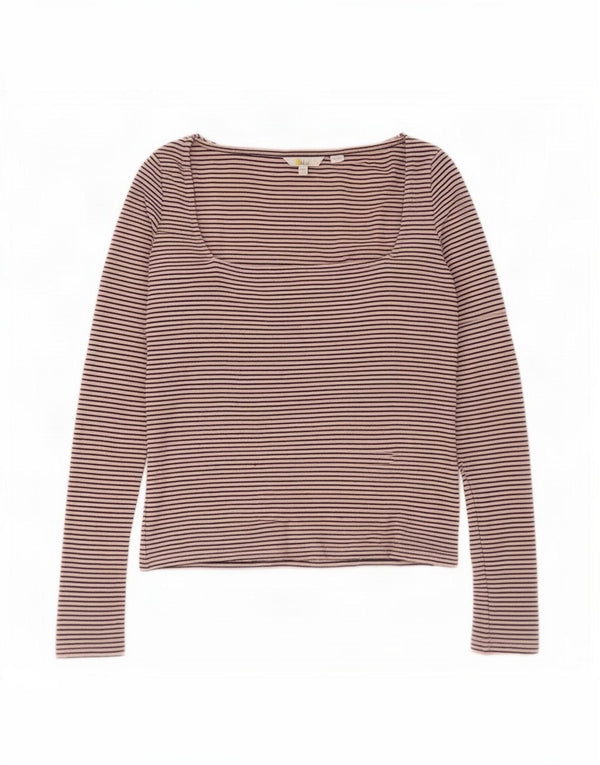 Boden Top da donna a maniche lunghe UK 14 Grande cotone gessato rosa