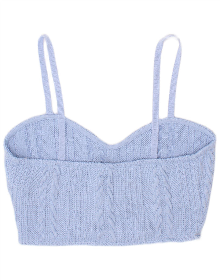 Top corto in maglia da donna Zara UK 8 piccolo poliestere blu