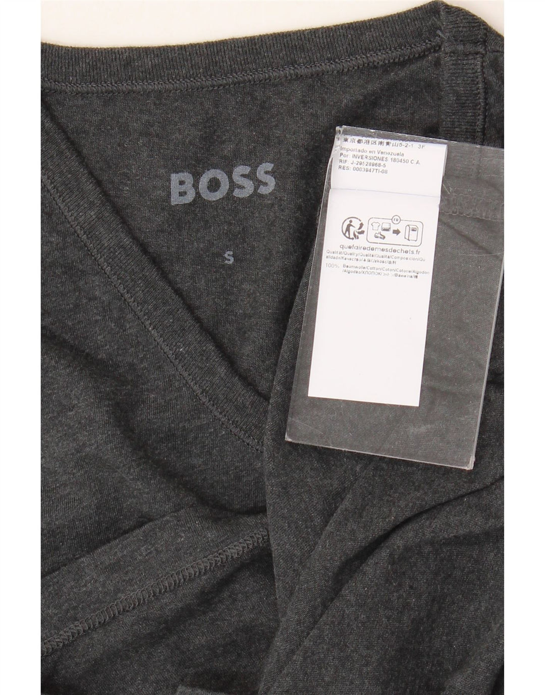 T-shirt da uomo Hugo Boss Top Small in cotone grigio