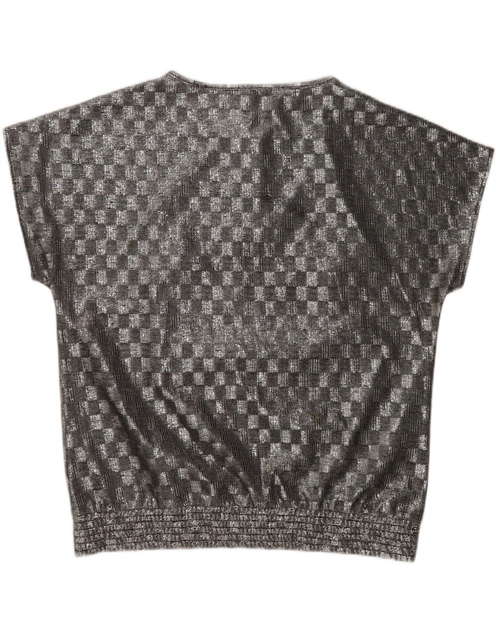 VINTAGE Womens Blouse Top EU 46/48 XL Grey Geometric Polyester Vintage Vintage and Second-Hand Vintage from Messina Hembry 