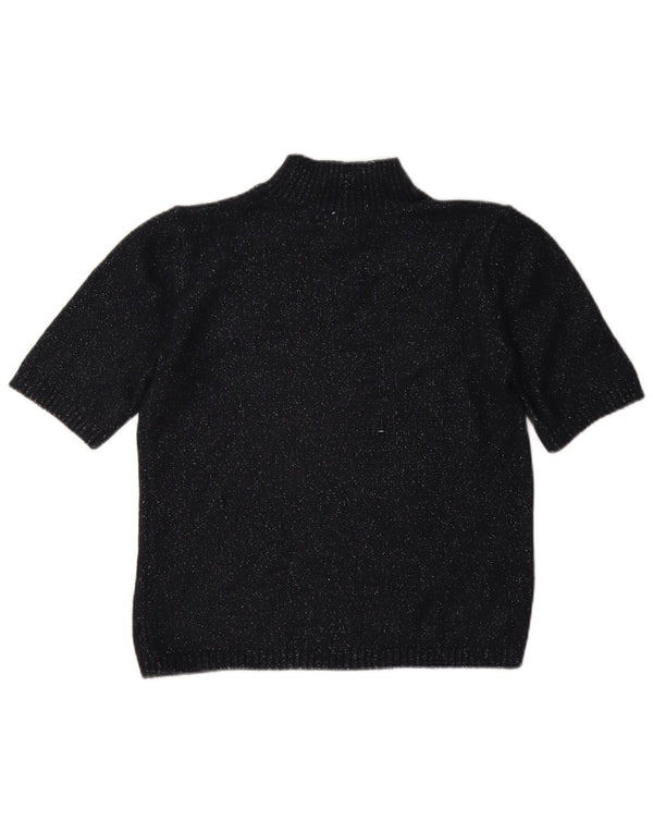 Maglione maglione a collo alto da donna Marks & Spencer UK 10 piccolo nero chiazzato