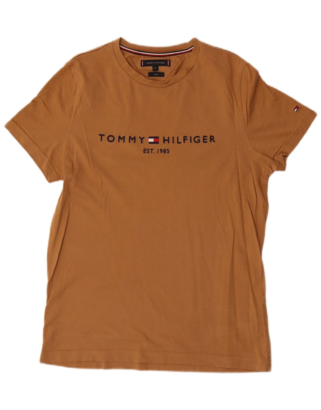 T-shirt grafica da uomo slim fit Tommy Hilfiger Top in cotone marrone medio