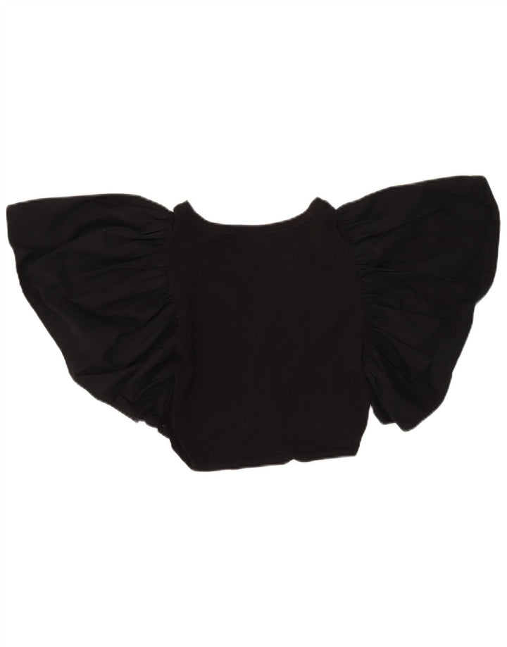 Top corto a pipistrello corto da donna Zara UK 12 medio nero
