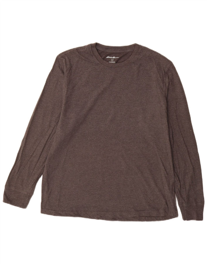 EDDIE BAUER Top da uomo a manica lunga grande in cotone grigio