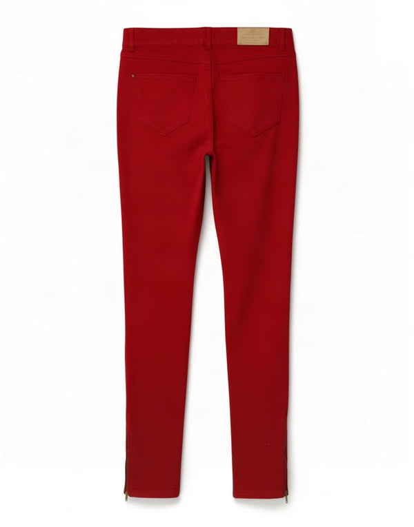 Pantaloni casual skinny da donna Zara EU 42 Large W32 L29 Cotone rosso