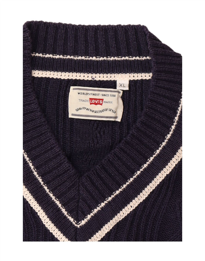 Maglione maglione con scollo a V da uomo LEVI'S XL Blu Navy
