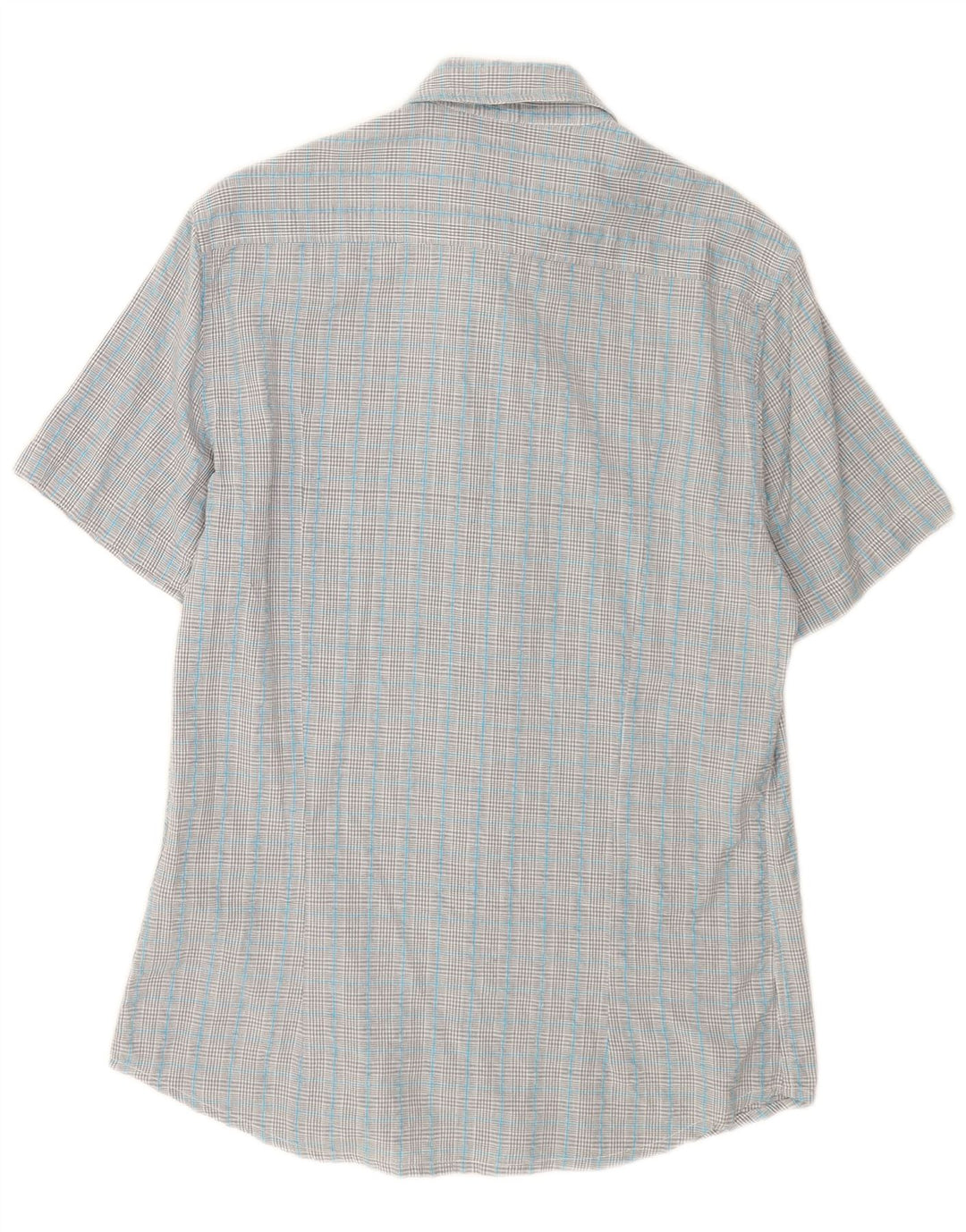 Camicia Kappa da uomo a maniche corte in cotone a quadri blu medio