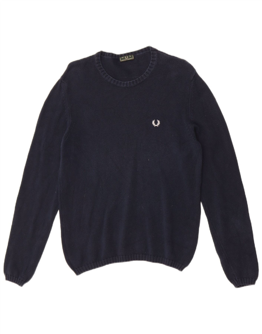 Maglione maglione girocollo da uomo Fred Perry grande in cotone blu navy