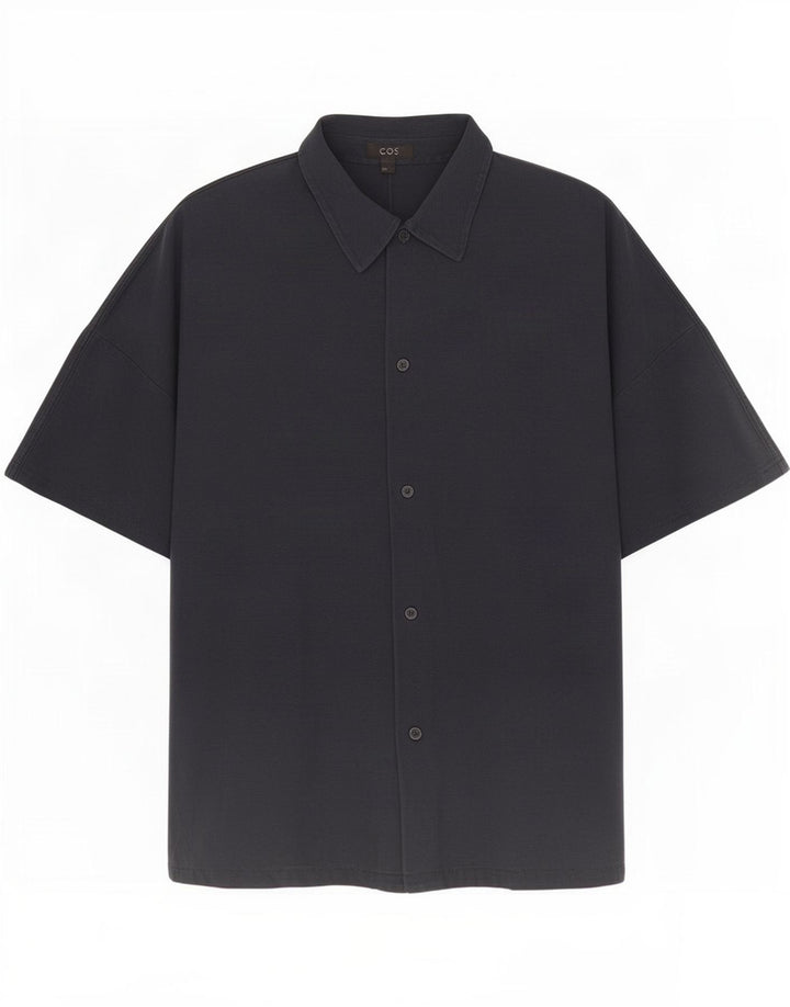 Camicia Cos da uomo a maniche corte in cotone blu navy medio