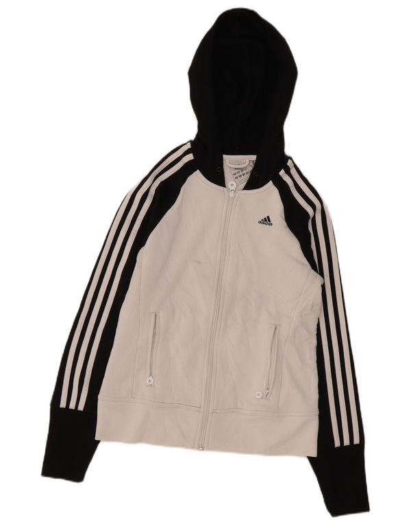 Felpa con cappuccio e zip da donna Adidas UK 10 Small Poliestere color block bianco
