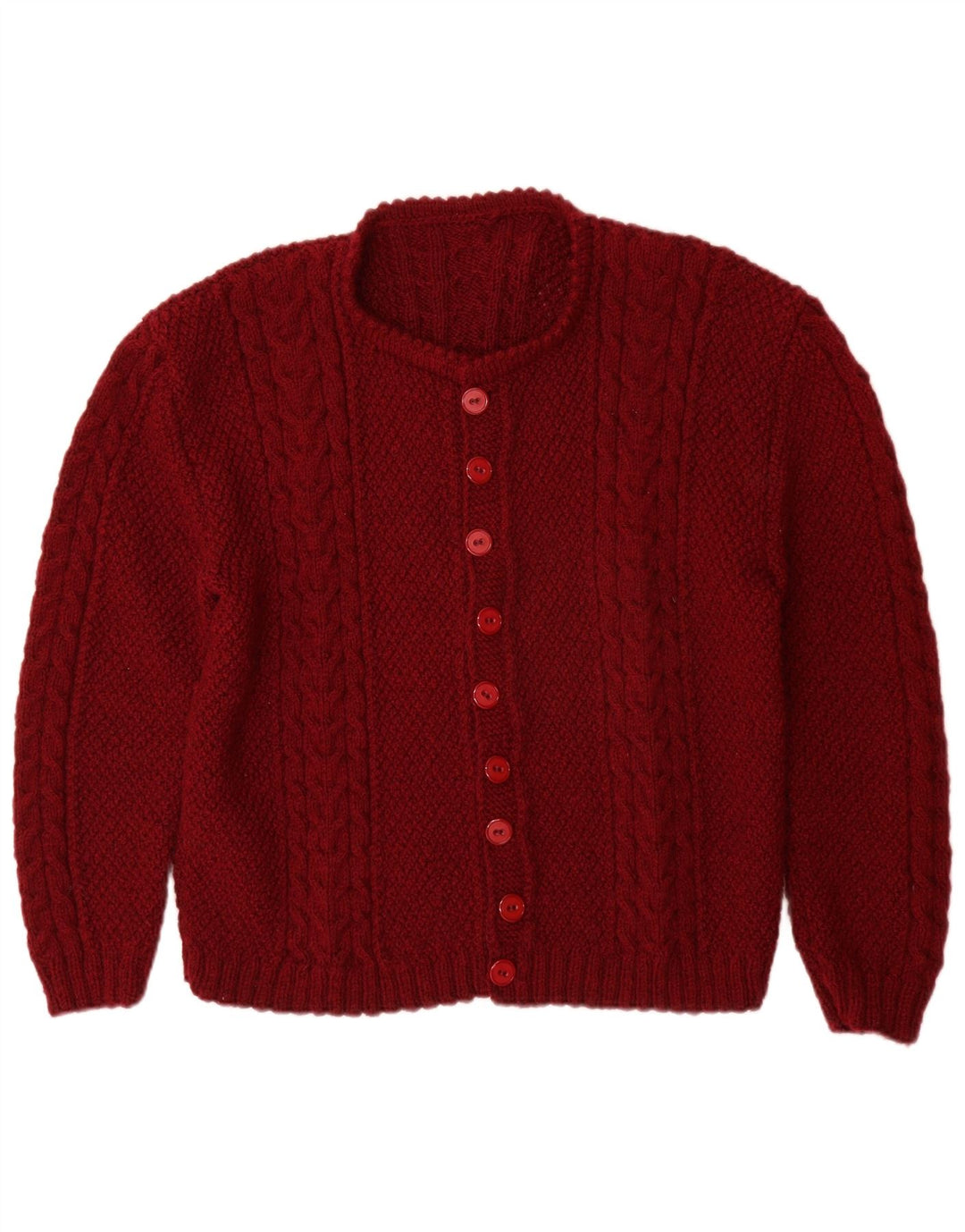 Maglione cardigan da donna VINTAGE UK 14 Grande Borgogna