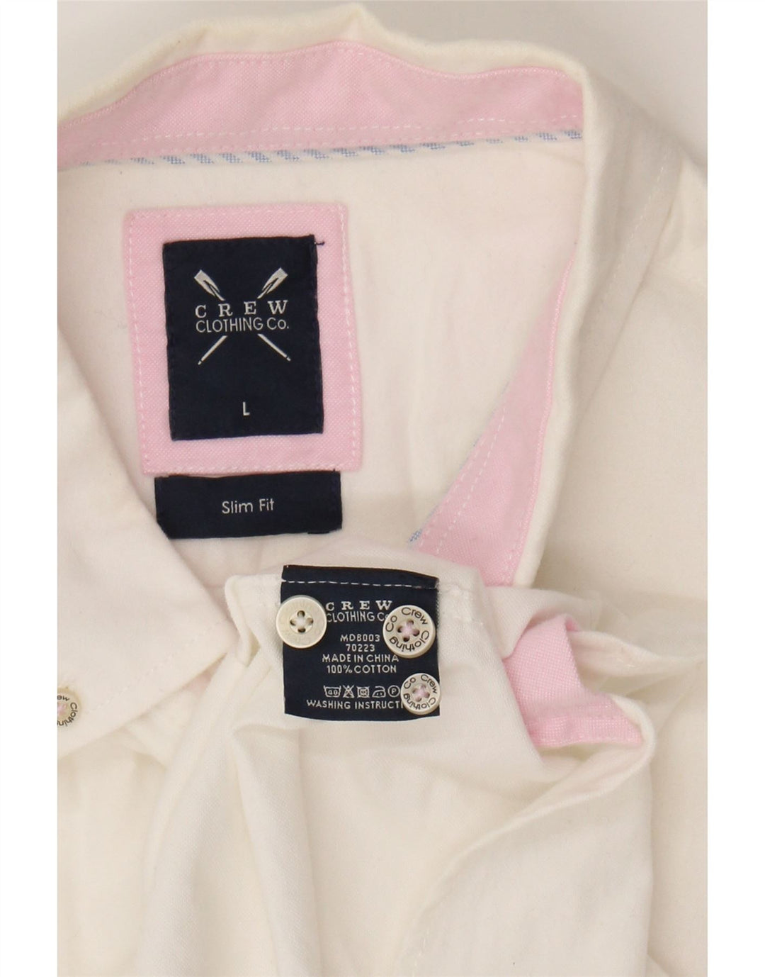 CREW CLOTHING Mens Slim Fit Shirt Large White Cotton