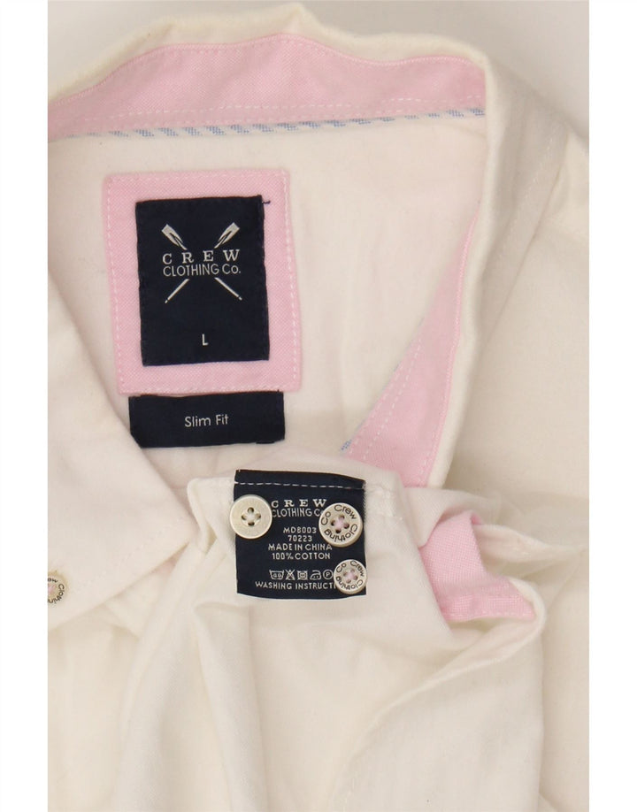 CREW CLOTHING Mens Slim Fit Shirt Large White Cotton