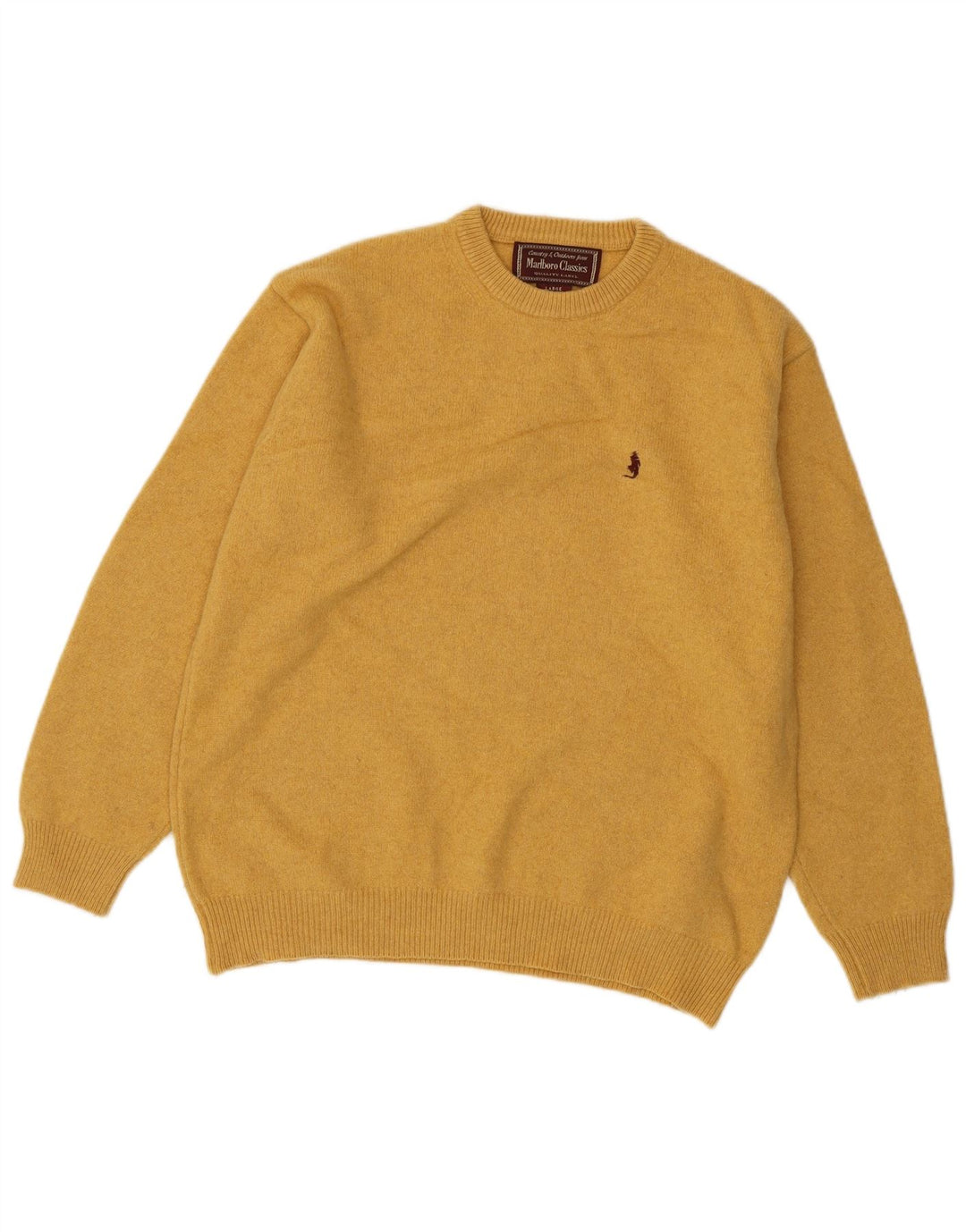 MARLBORO CLASSICS Maglione girocollo da donna UK 16 Large Giallo Lana