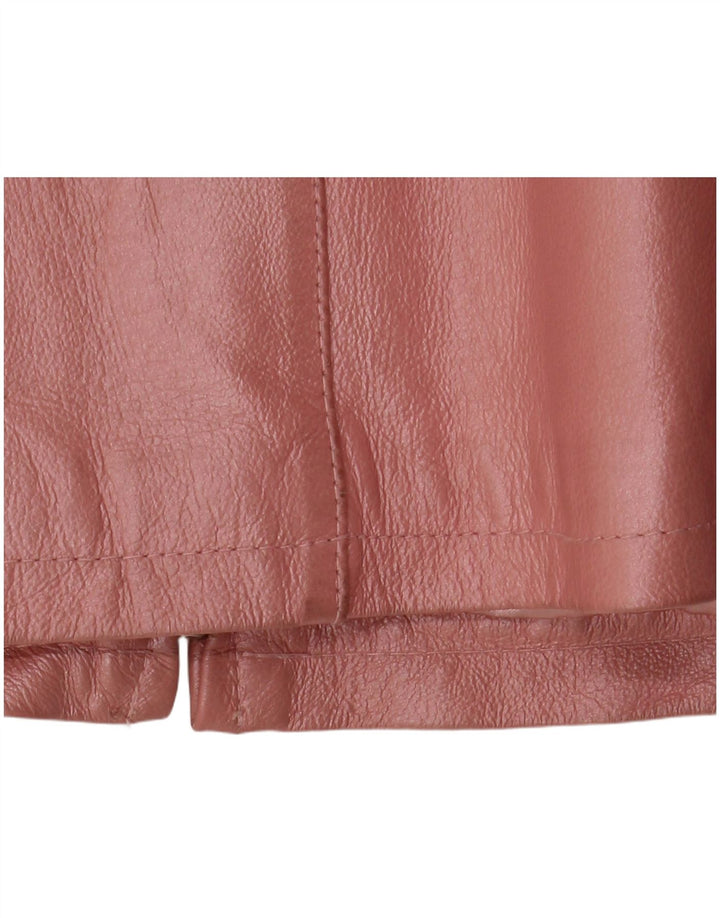 Giacca in pelle vintage da donna UK 18 XL in pelle rosa
