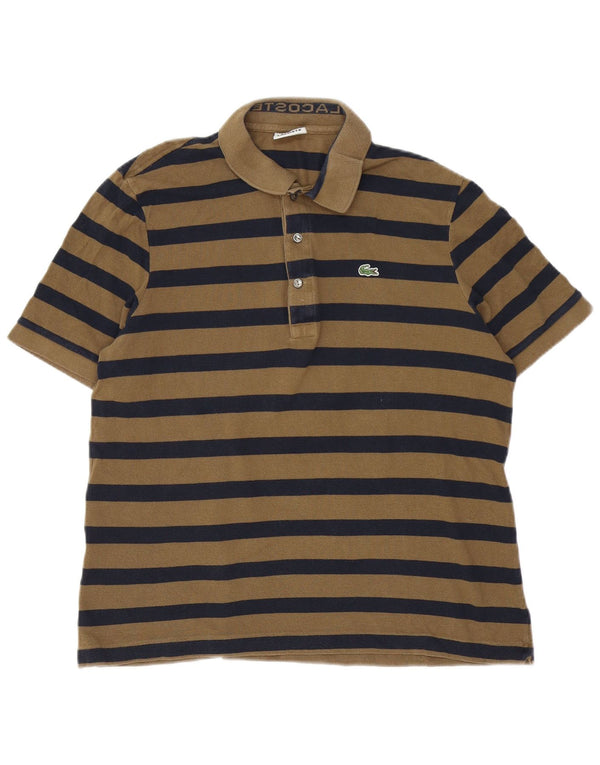 Polo da uomo Lacoste taglia 5 grande in cotone a righe kaki
