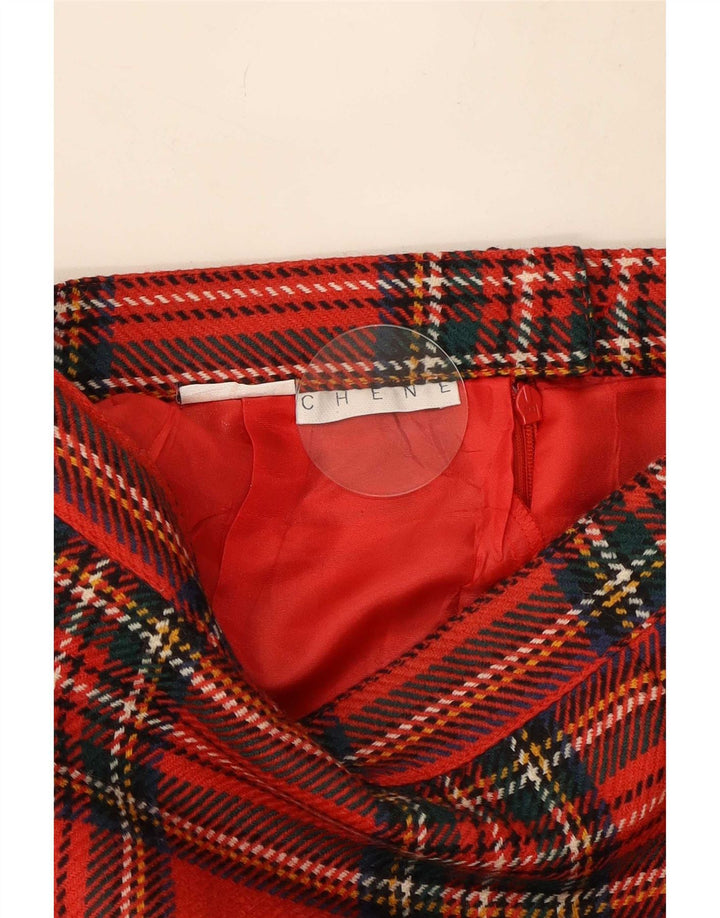 Gonna a tubino vintage da donna W26 piccola scozzese rossa