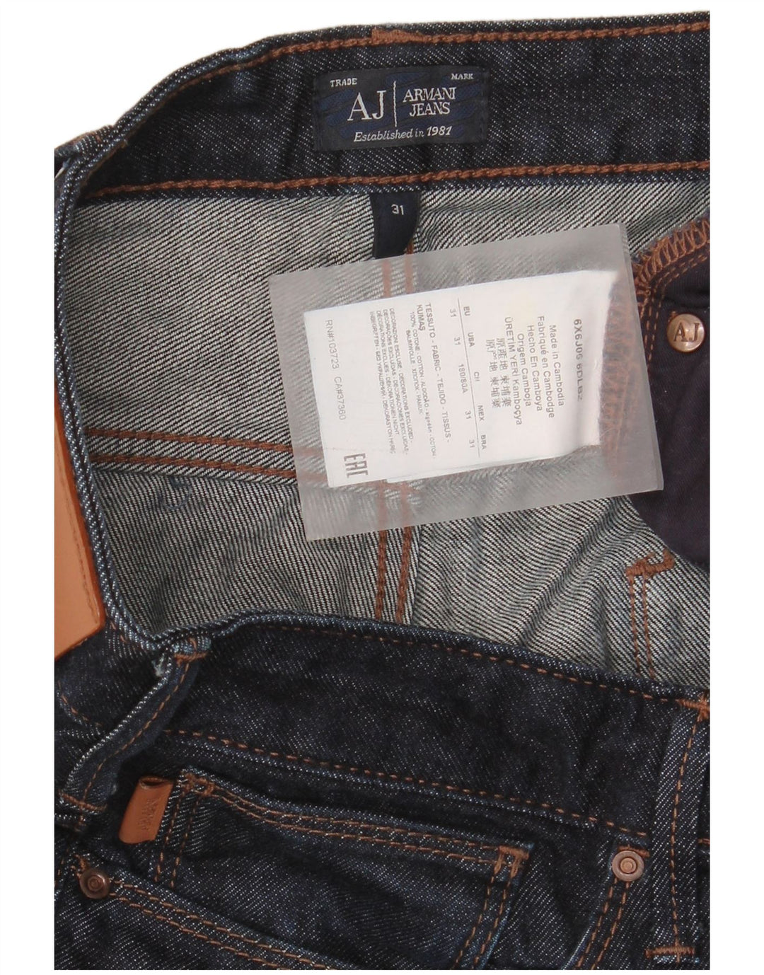 Jeans slim da donna Armani W31 L34 cotone blu navy