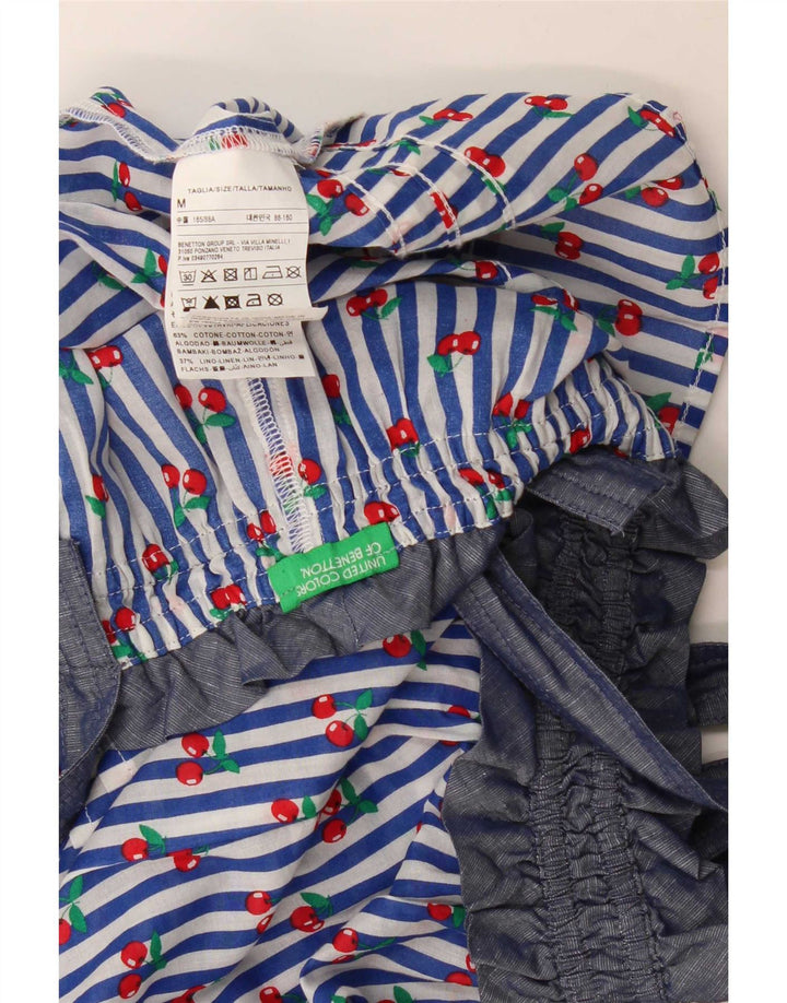 Canotta corta da donna Benetton UK 14 Cotone a righe blu medio