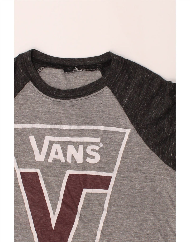 VANS Boys Graphic Top Long Sleeve 13-14 Years Grey Colourblock Vintage Vans and Second-Hand Vans from Messina Hembry 