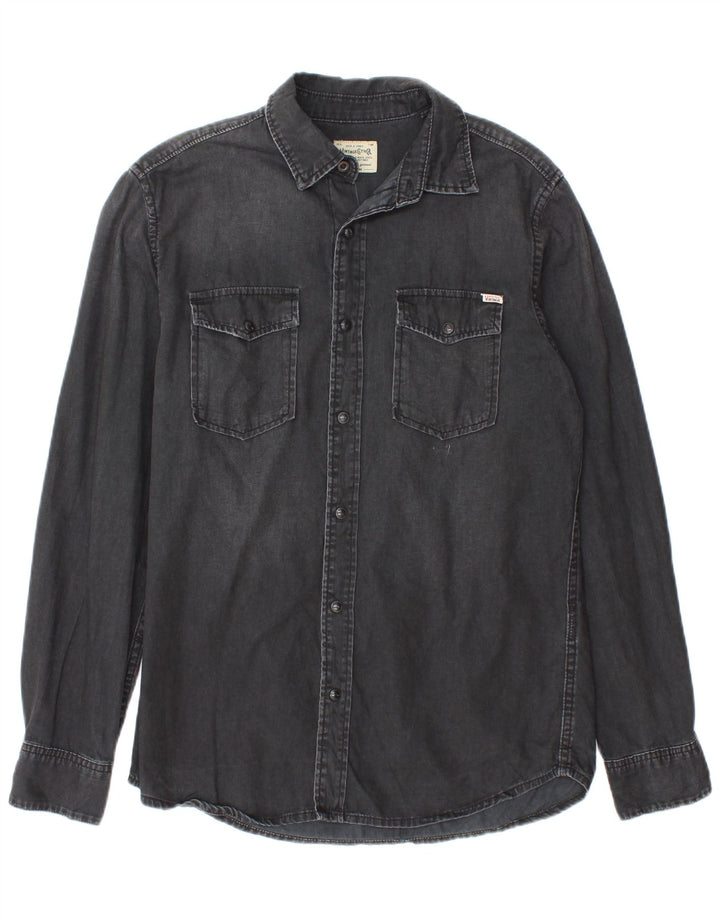 JACK & JONES Mens Denim Shirt Medium Black Cotton Vintage Jack & Jones and Second-Hand Jack & Jones from Messina Hembry 