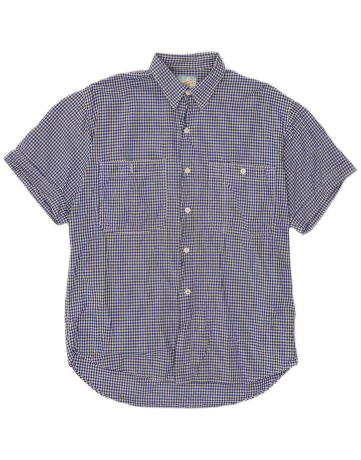 Camicia a maniche corte da uomo BENETTON XL blu a quadretti
