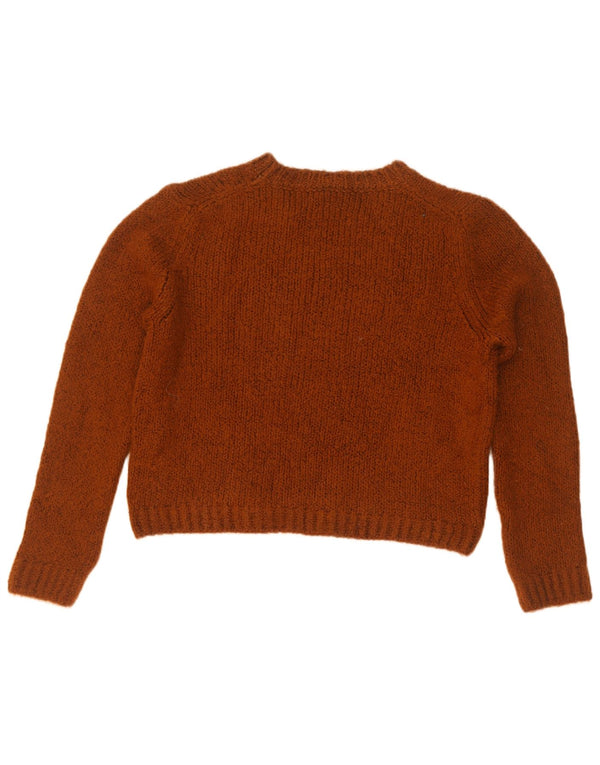 Maglione corto con scollo a barca da donna Zara UK 14 Acrilico marrone medio