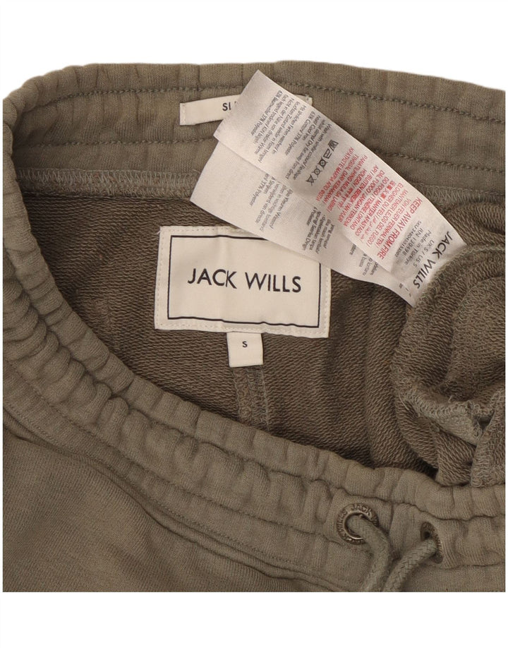 JACK WILLS Pantaloni da tuta da uomo con grafica slim da jogging piccoli in cotone kaki