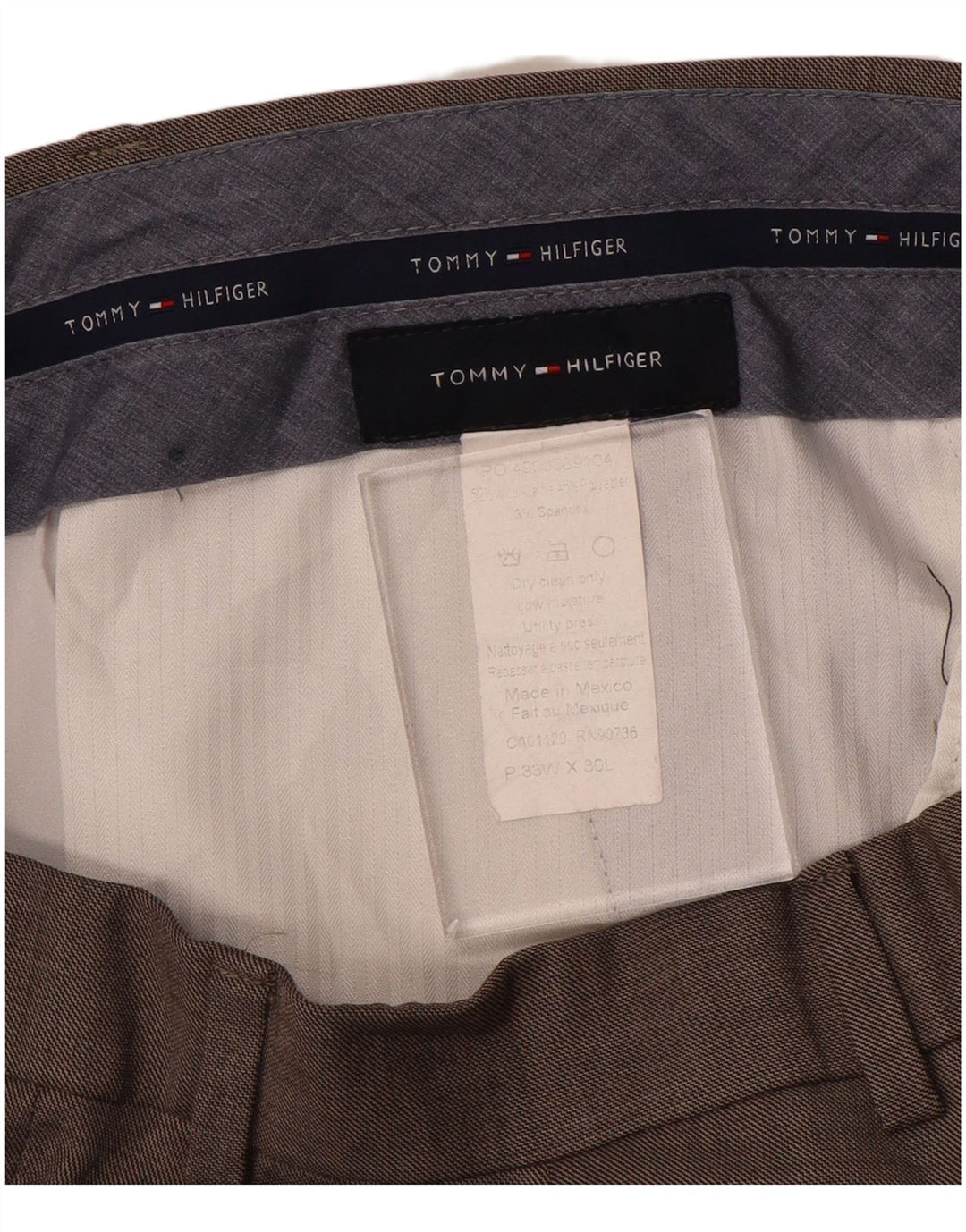 TOMMY HILFIGER Pantaloni da abito dritti da uomo W35 L30 Poliestere grigio