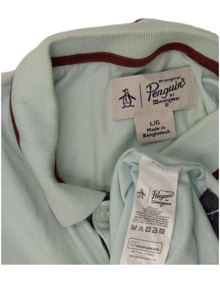 Polo da uomo Penguin grande in cotone turchese
