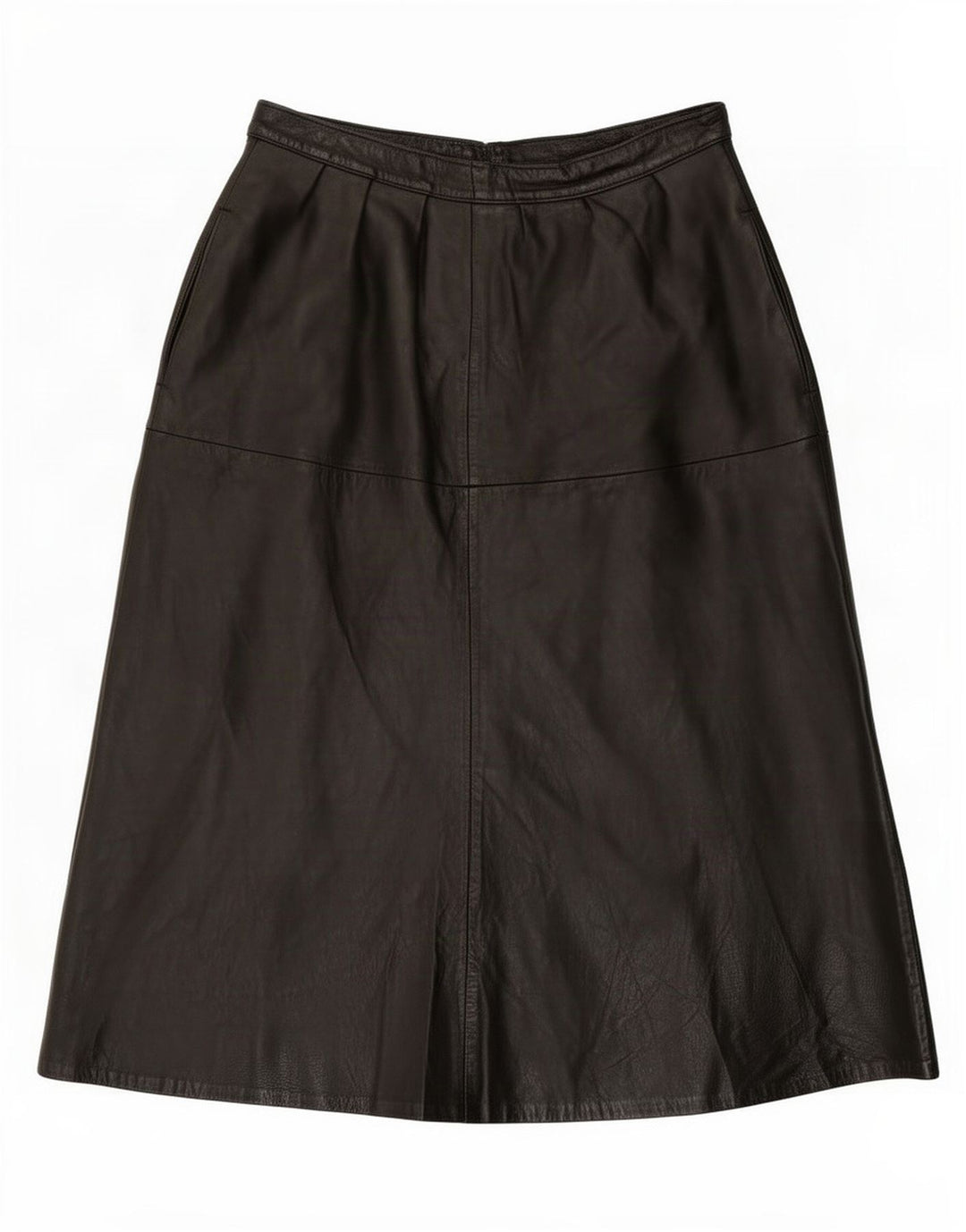 Gonna in pelle vintage da donna W28 media nera
