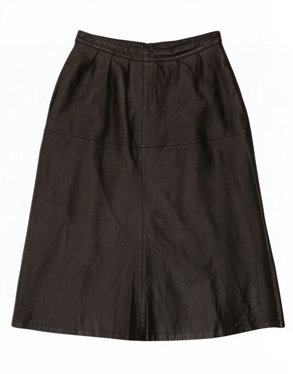 Gonna in pelle vintage da donna W28 media nera