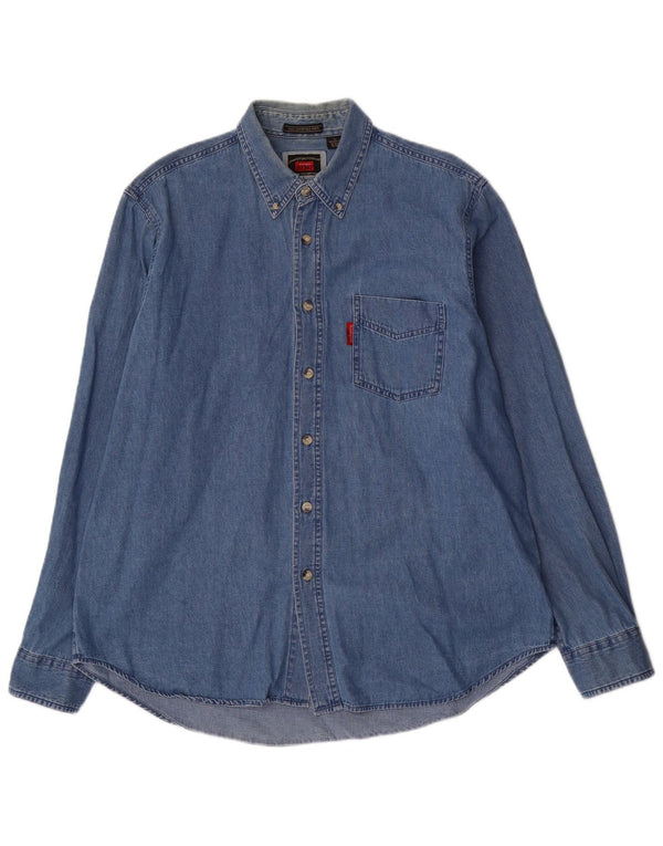 Camicia di jeans da uomo Wrangler grande in cotone blu