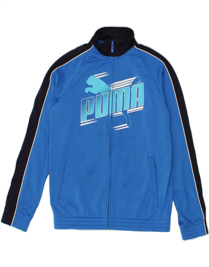 PUMA Boys Graphic Tracksuit Top Jacket 13-14 Years XL Blue Colourblock Vintage Puma and Second-Hand Puma from Messina Hembry 