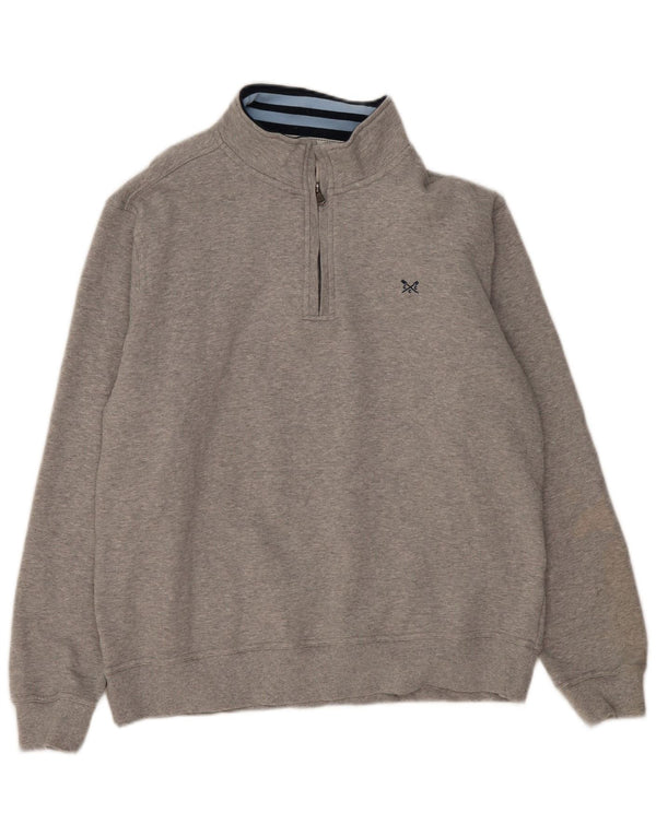 CREW CLOTHING Felpa da uomo con zip e collo maglione XL in cotone grigio
