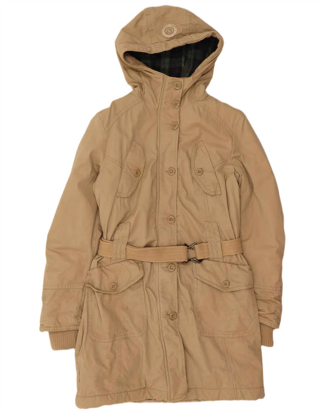 Giacca Parka con cappuccio da donna Playlife UK 12 Beige medio