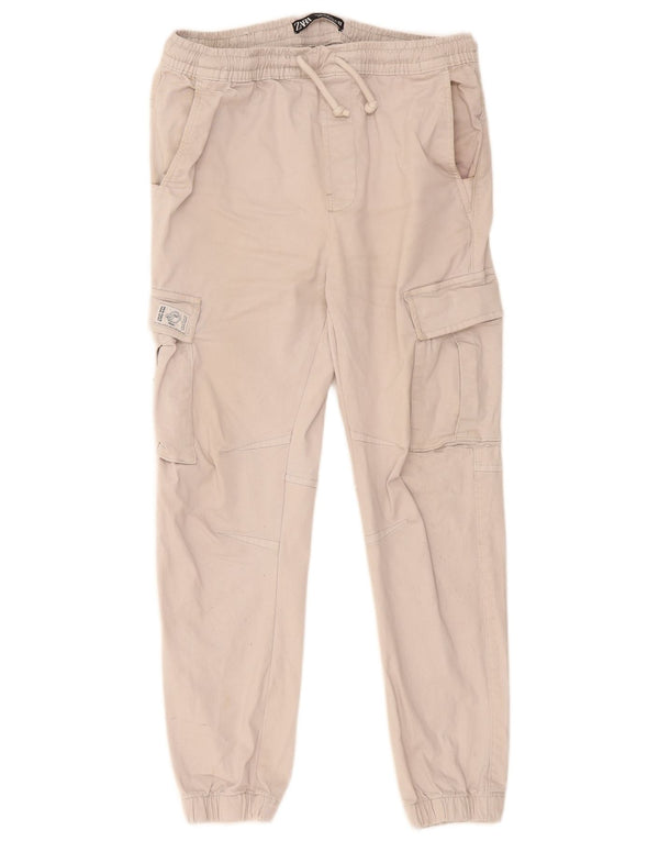 Pantaloni cargo da uomo Zara Crop Joggers medi W30 L26 cotone grigio