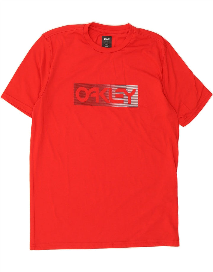 OAKLEY Mens Graphic T-Shirt Top Medium Red Polyester Vintage Oakley and Second-Hand Oakley from Messina Hembry 