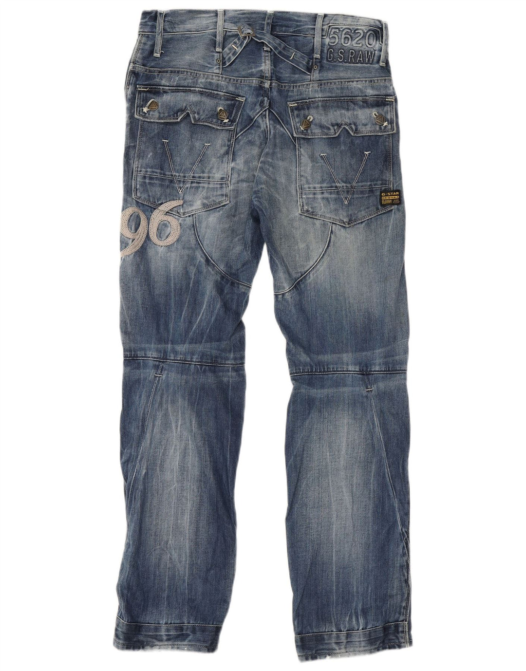 Jeans dritti con grafica da uomo G-Star W30 L32 in cotone blu