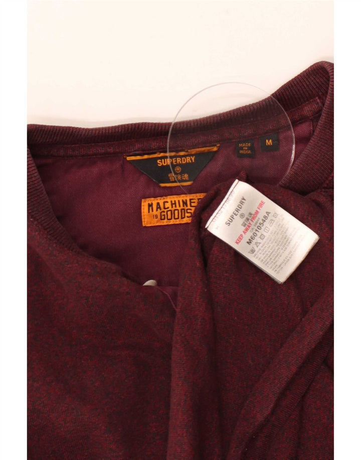 Top da uomo Superdry a maniche lunghe in cotone screziato bordeaux medio