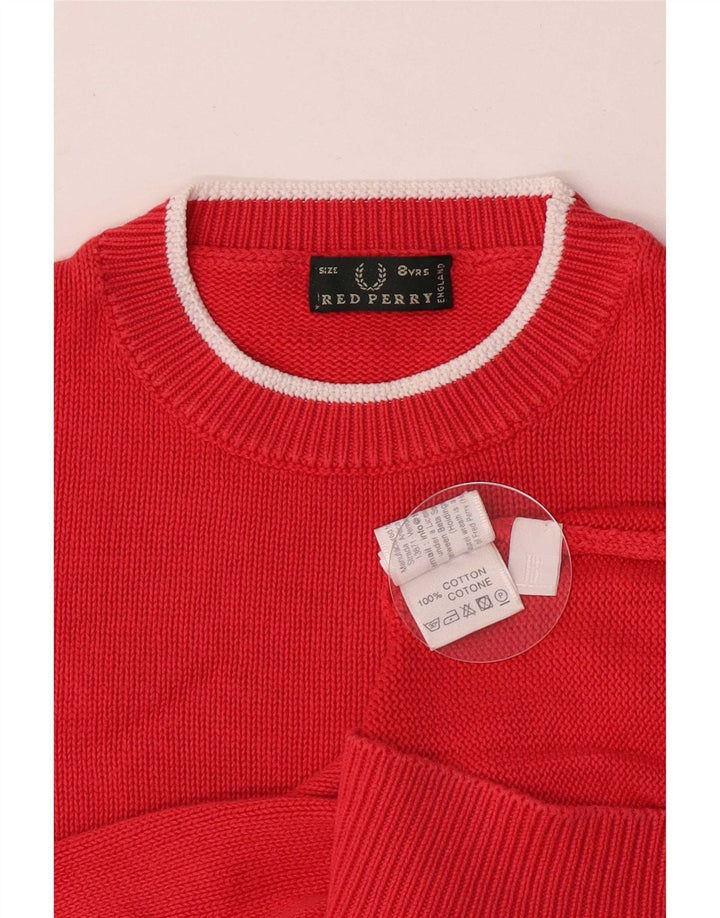 Maglione maglione girocollo da bambino Fred Perry 7-8 anni in cotone rosso