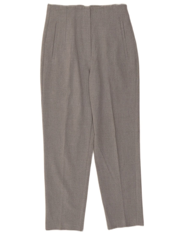 Pantaloni chino dritti a vita alta da donna Zara piccoli W26 L25 poliestere grigio