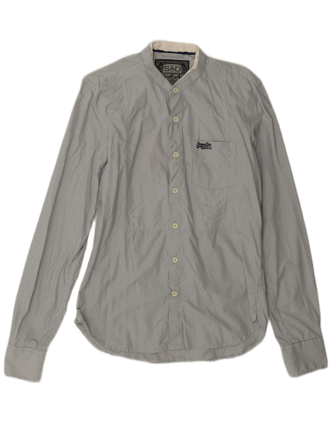 Camicia da uomo Superdry in cotone gessato grigio medio