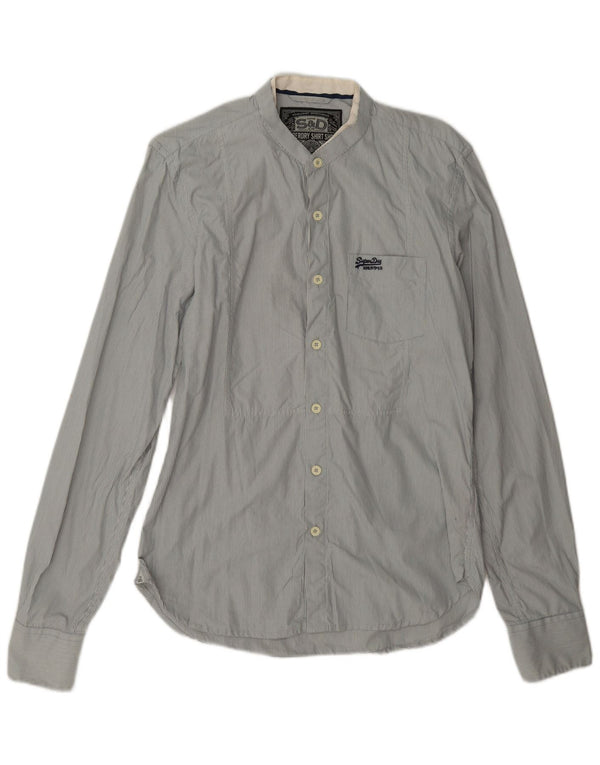 Camicia da uomo Superdry in cotone gessato grigio medio