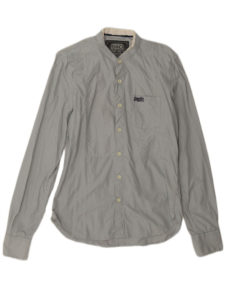 Camicia da uomo Superdry in cotone gessato grigio medio
