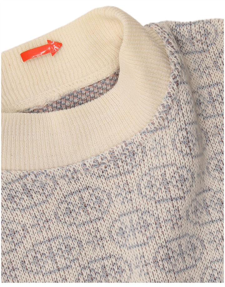 Maglione maglione girocollo da uomo vintage blu medio Fair Isle