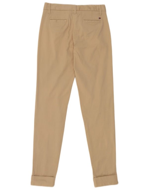 Pantaloni da abito slim da donna Tommy Hilfiger US 2 XS W26 L32 Cotone beige