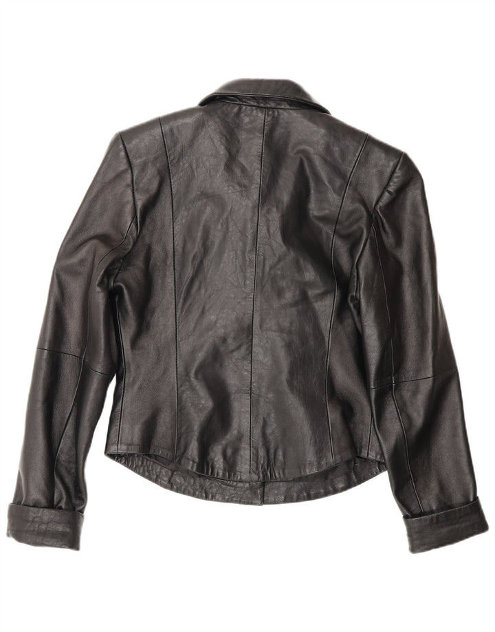 Giacca blazer in pelle da donna vintage EU 40 in pelle nera media
