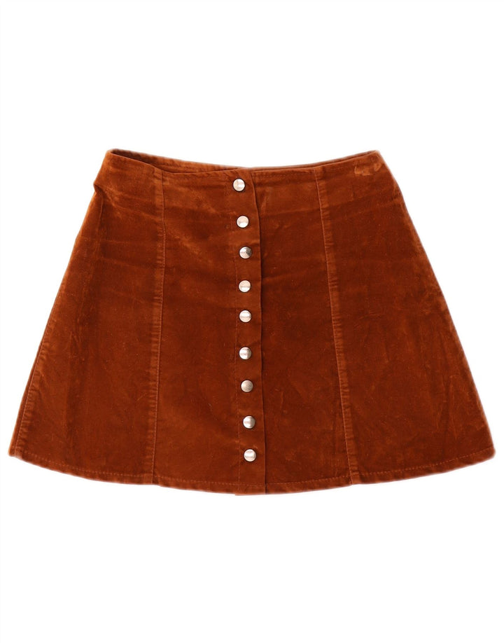Minigonna vintage in velluto da donna W24 XS marrone in poliammide